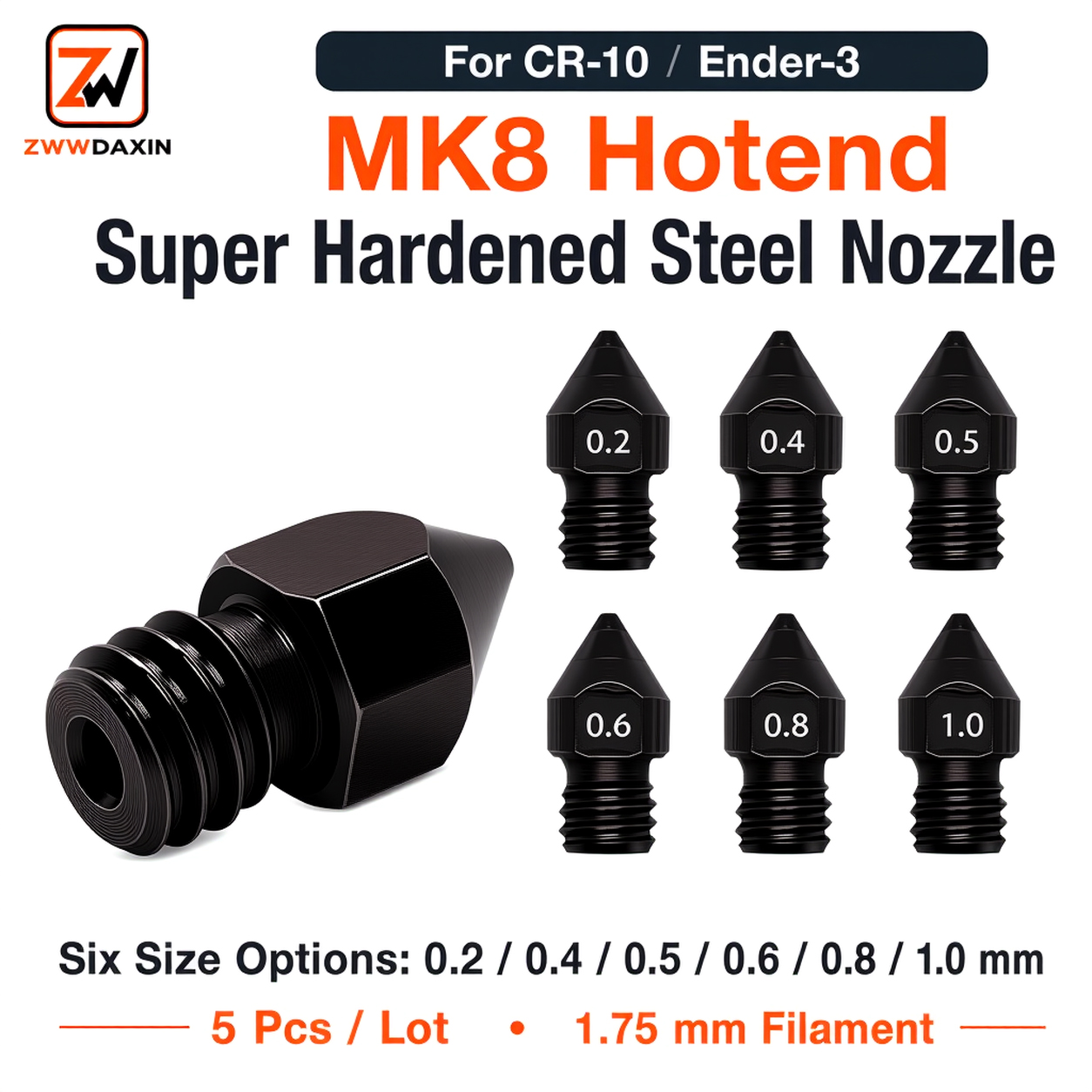 3D Printing News - Super Hardened Steel Nozzle MK8 5Pcs/Lots