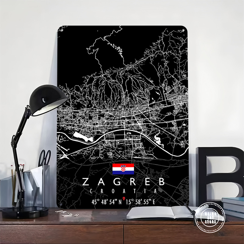 ZAGREB MAP CROATIA Poster Retr - 3D Printing Zagreb 评论和价格