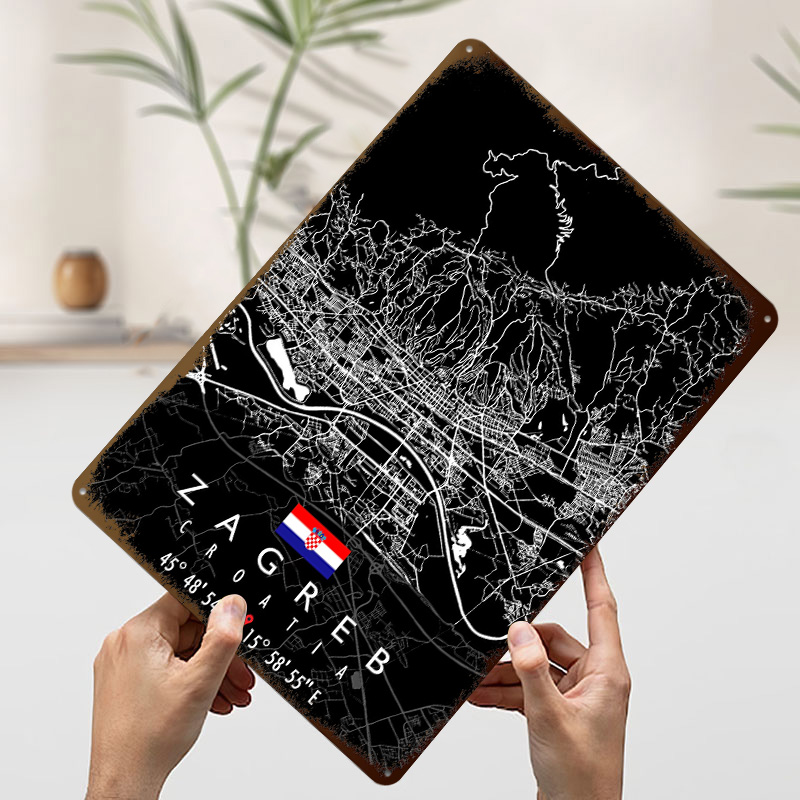 ZAGREB MAP CROATIA Poster Retr - 3D Printing Zagreb 评论和价格
