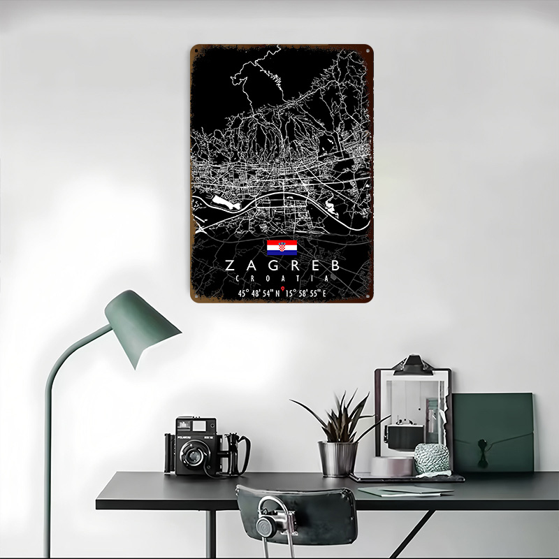 ZAGREB MAP CROATIA Poster Retr - 3D Printing Zagreb 评论和价格