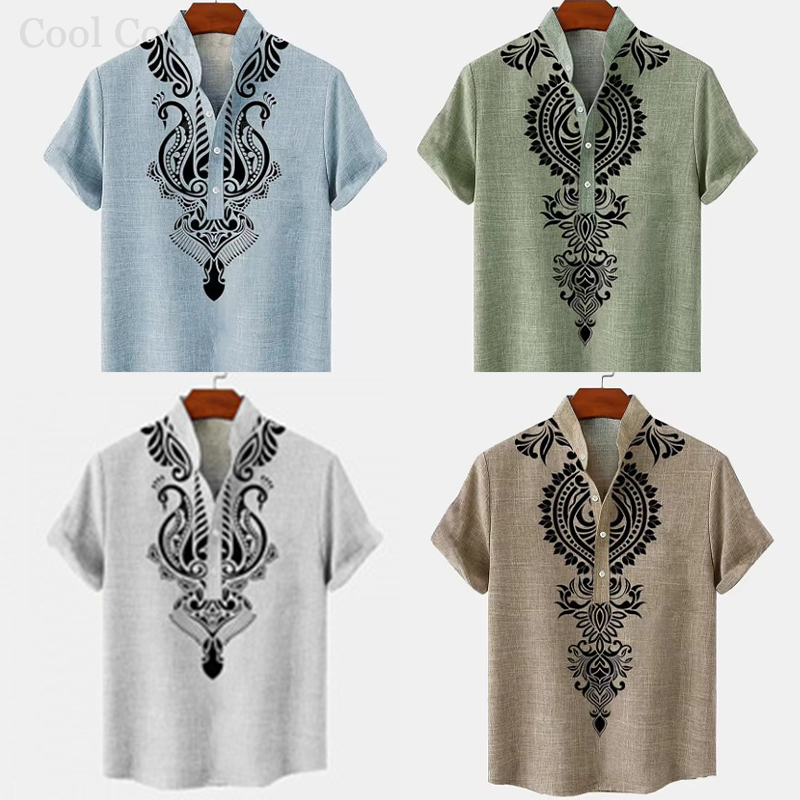 Male Retro Tops Henley Shirt M - 3D Printing Quality 评论和价格