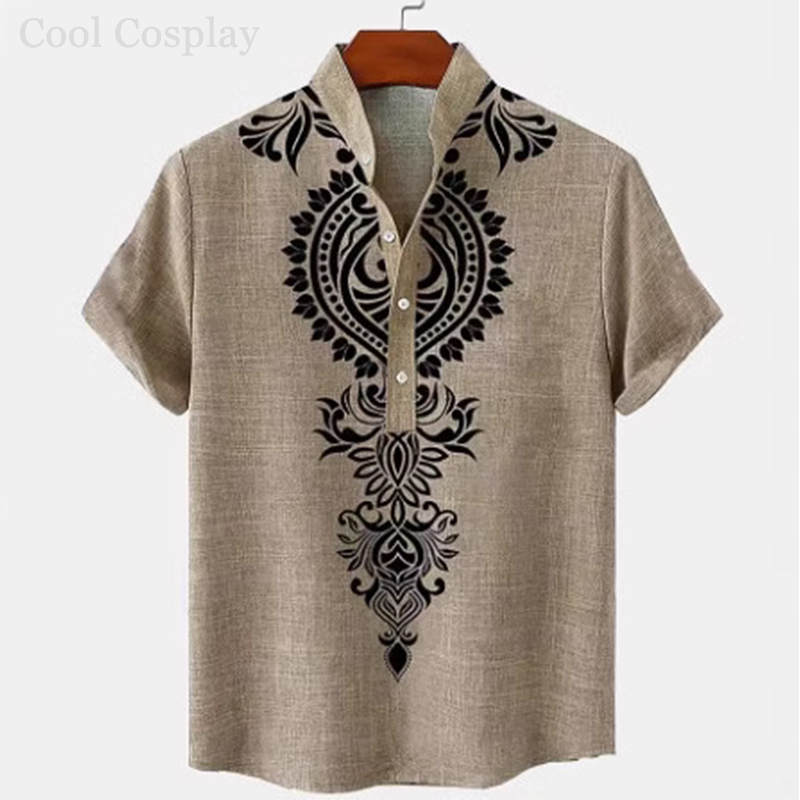 Male Retro Tops Henley Shirt M - 3D Printing Quality 评论和价格