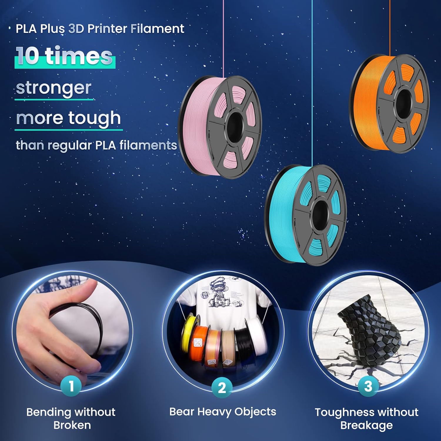SUNLU 3KG 3D Filament PLA/PLA  - Abs Filament Spool 评论和价格